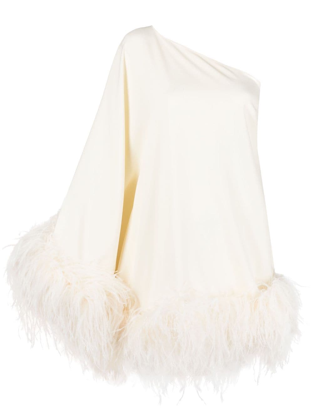 TMCORE01101IVORY PICCOLO UBUD 원숄더 FEATHERTRIMMED 크레이프 미니 드레스